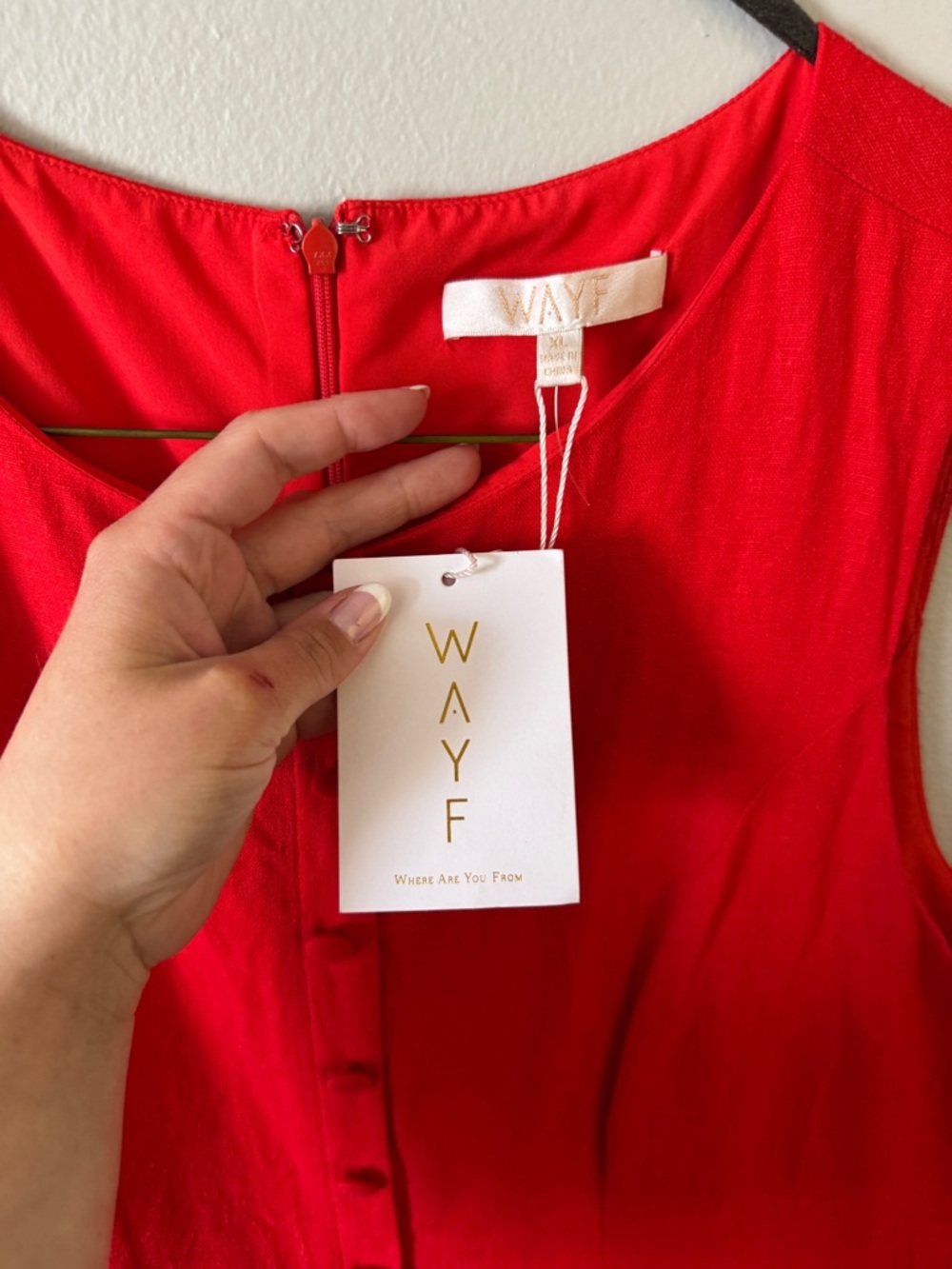 Drop Waist Red Button-Front Mini Dress - Picture 5 of 5